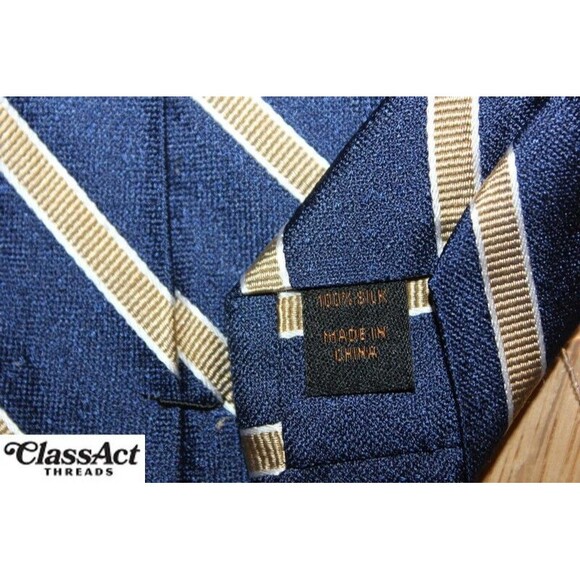 JOS. A. BANK Reserve Men's 100% Silk  Necktie STRIPED Blue 3" Wide - Picture 3 of 5